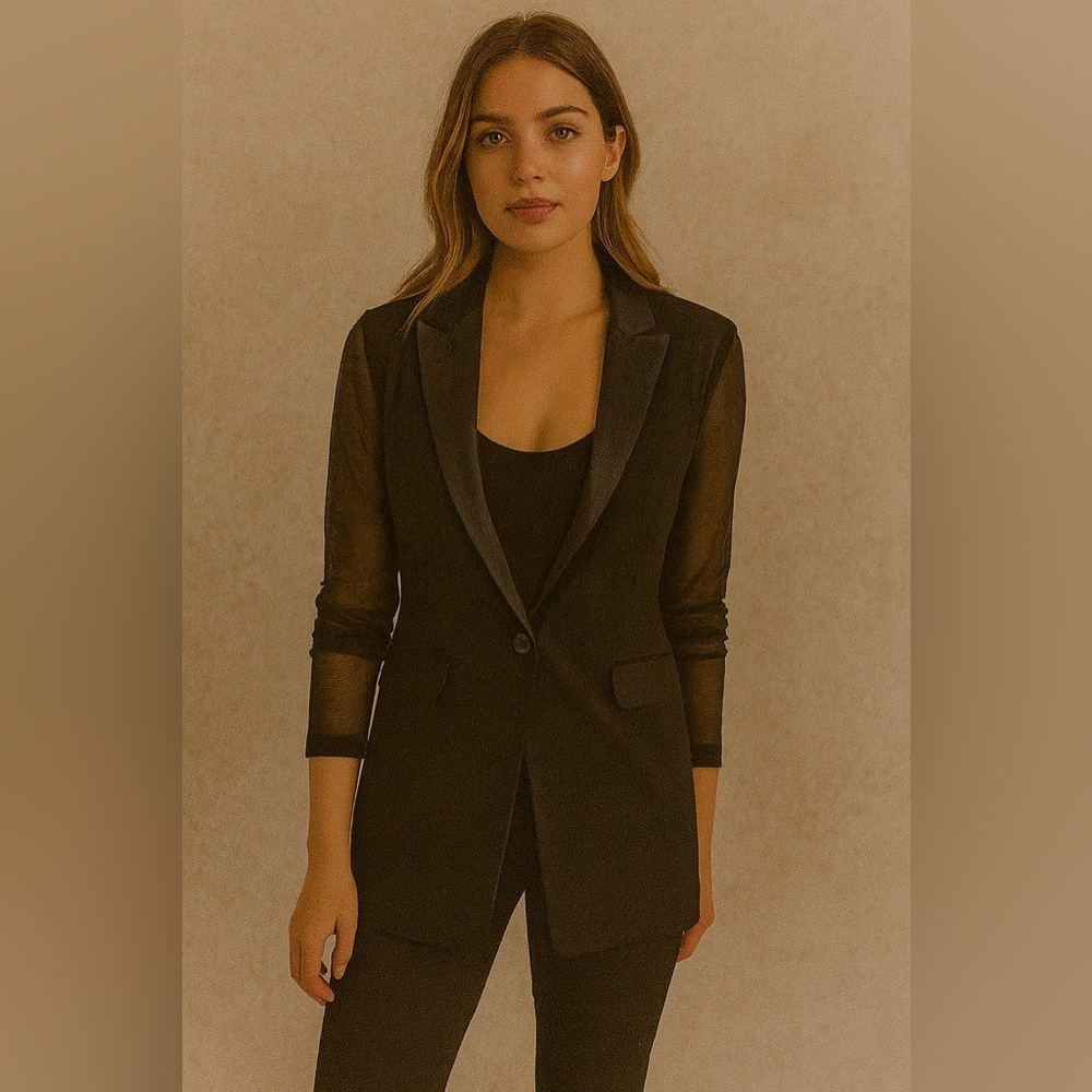 Rag & Bone Blazer Sheer Mesh Silk Blend Stripe Black stripe Lace Size 6​​​